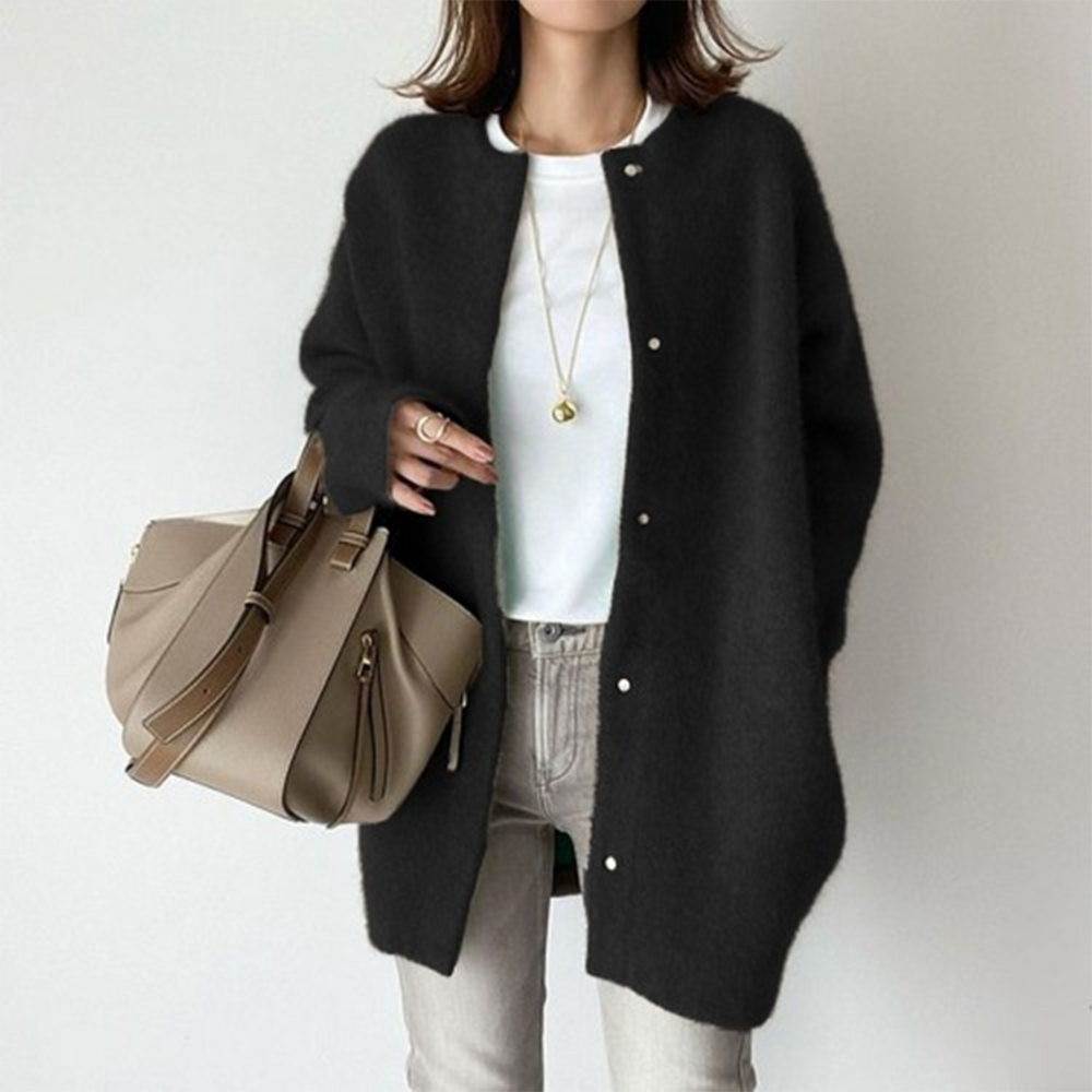 Långärmad dam cardigan med fickor – Liora