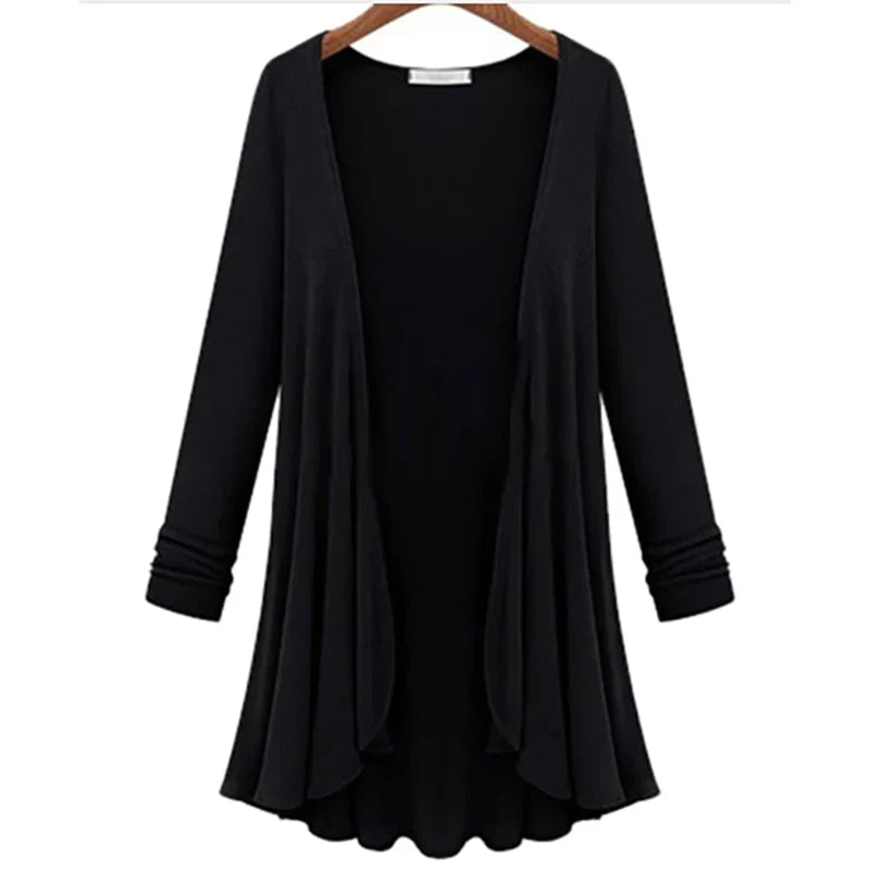 Stickad cardigan för damer med volanger – Chiara höstmagi