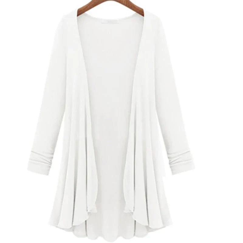 Stickad cardigan för damer med volanger – Chiara höstmagi