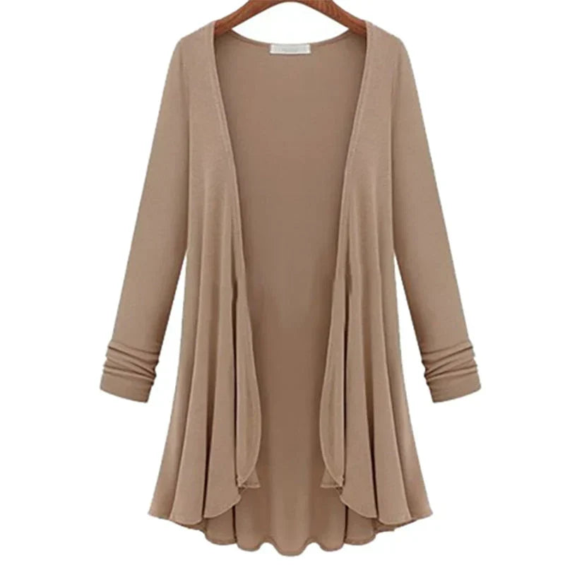 Stickad cardigan för damer med volanger – Chiara höstmagi