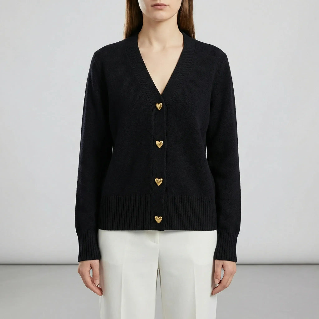 Höftlång cardigan med knappslå - Frida