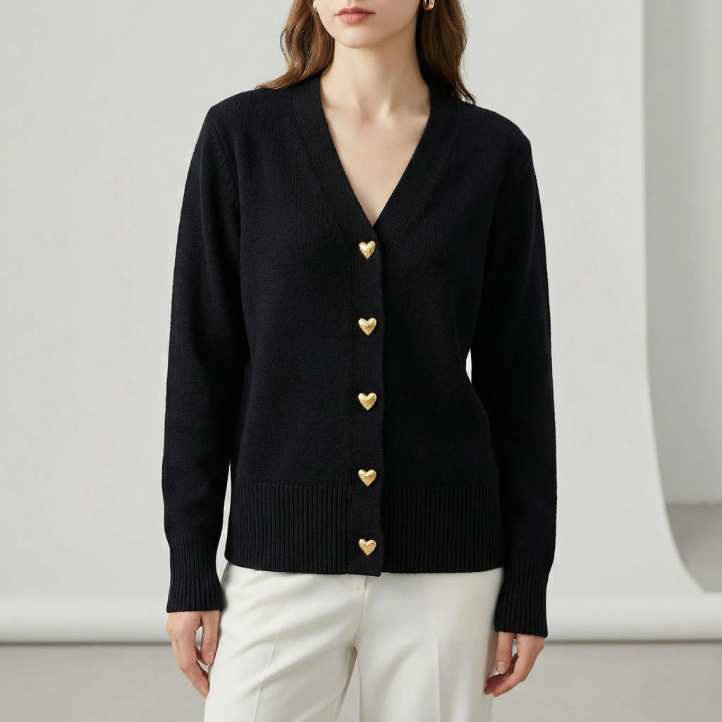 Höftlång cardigan med knappslå - Frida
