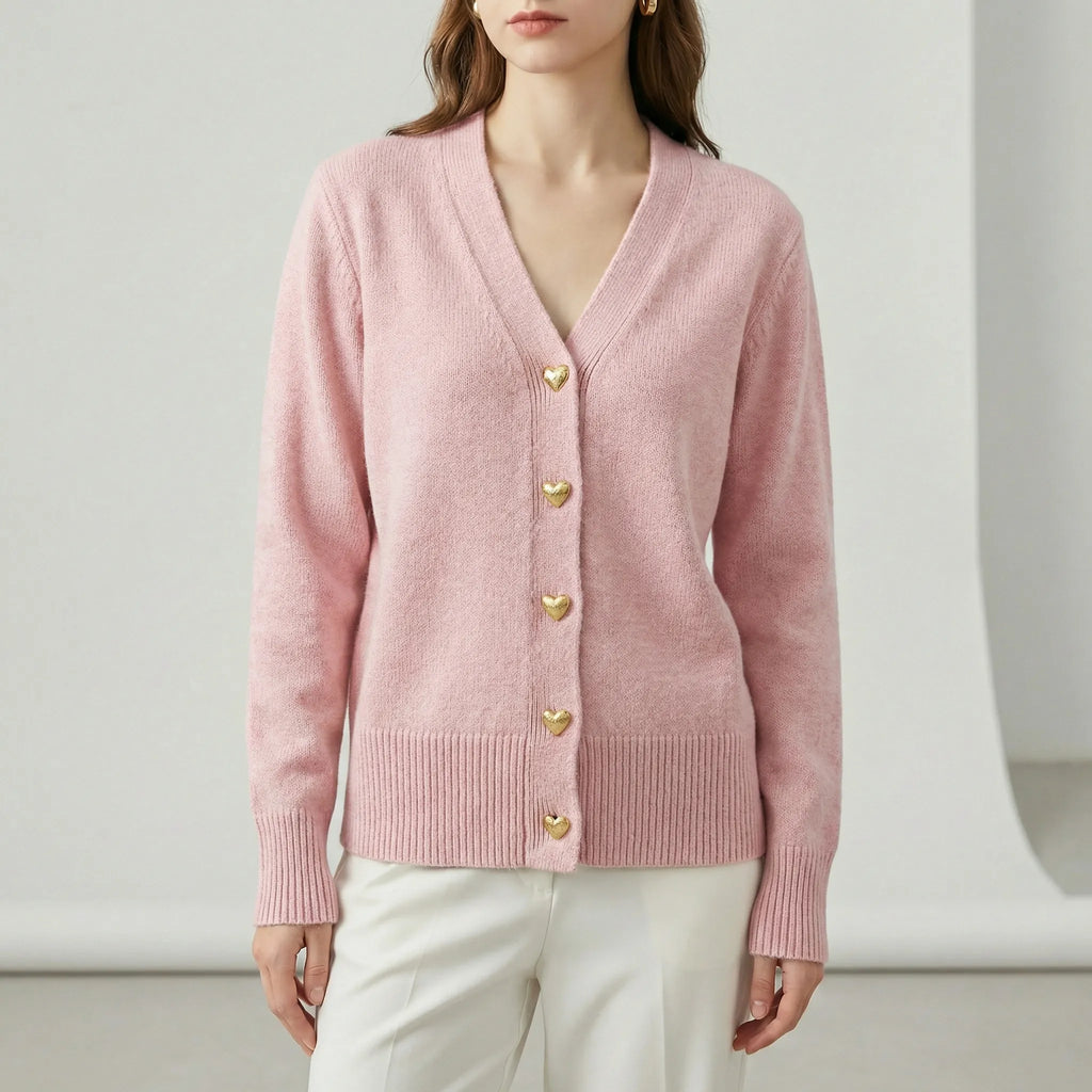 Höftlång cardigan med knappslå - Frida
