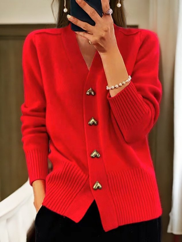 Höftlång cardigan med knappslå - Frida