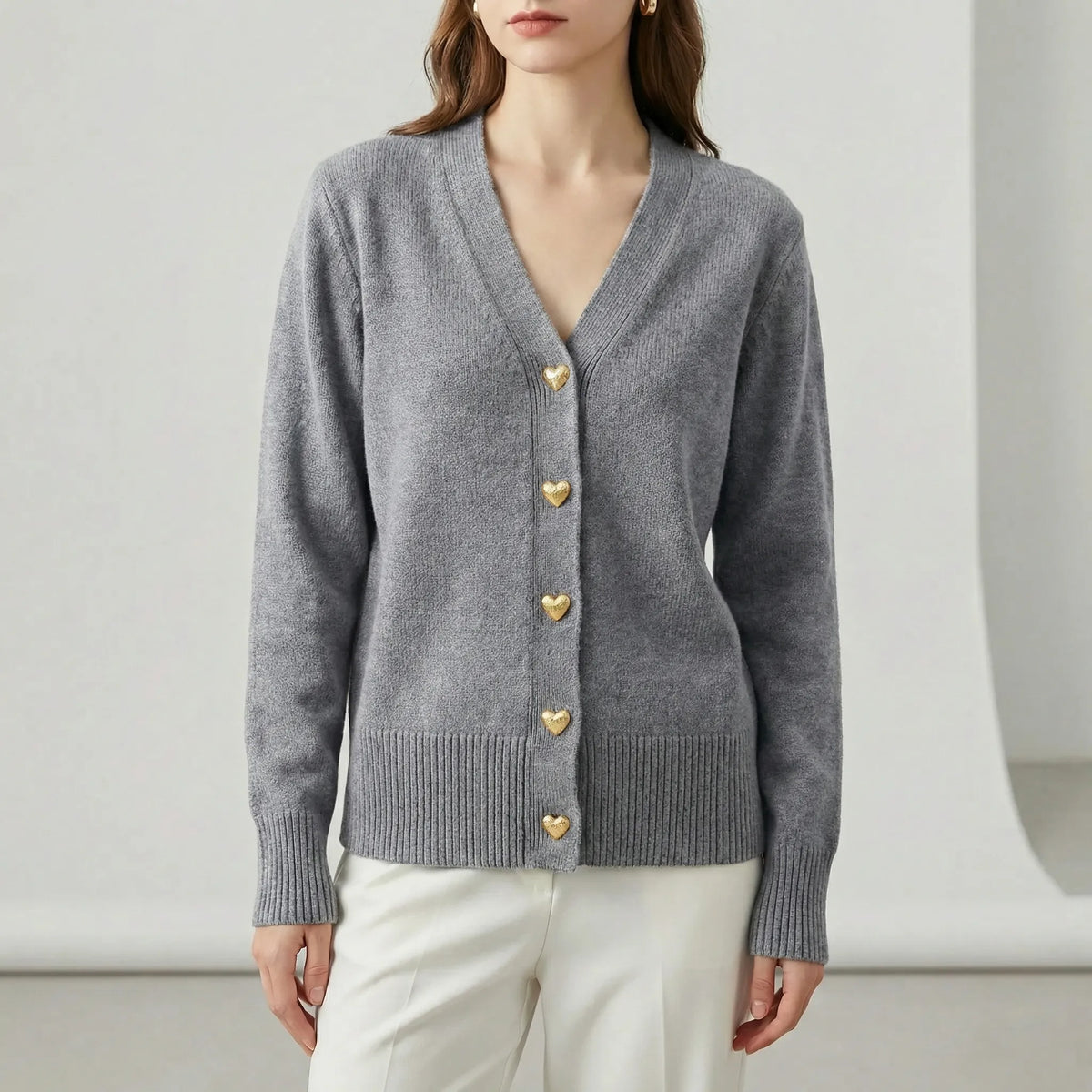 Höftlång cardigan med knappslå - Frida