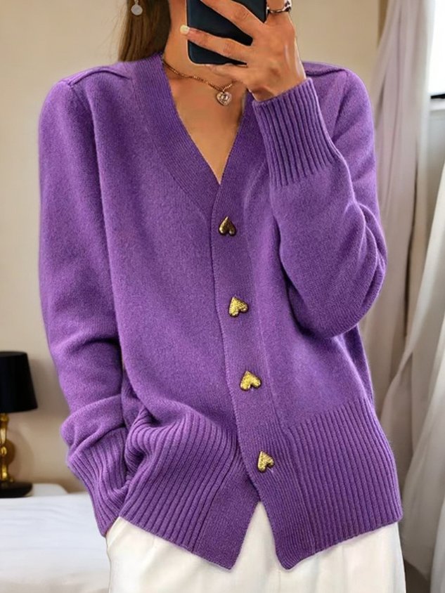 Höftlång cardigan med knappslå - Frida