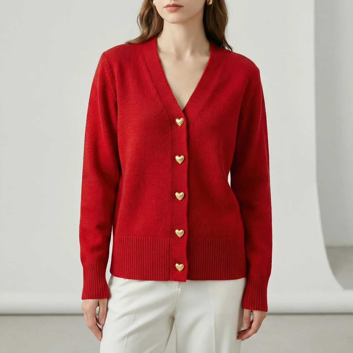 Höftlång cardigan med knappslå - Frida