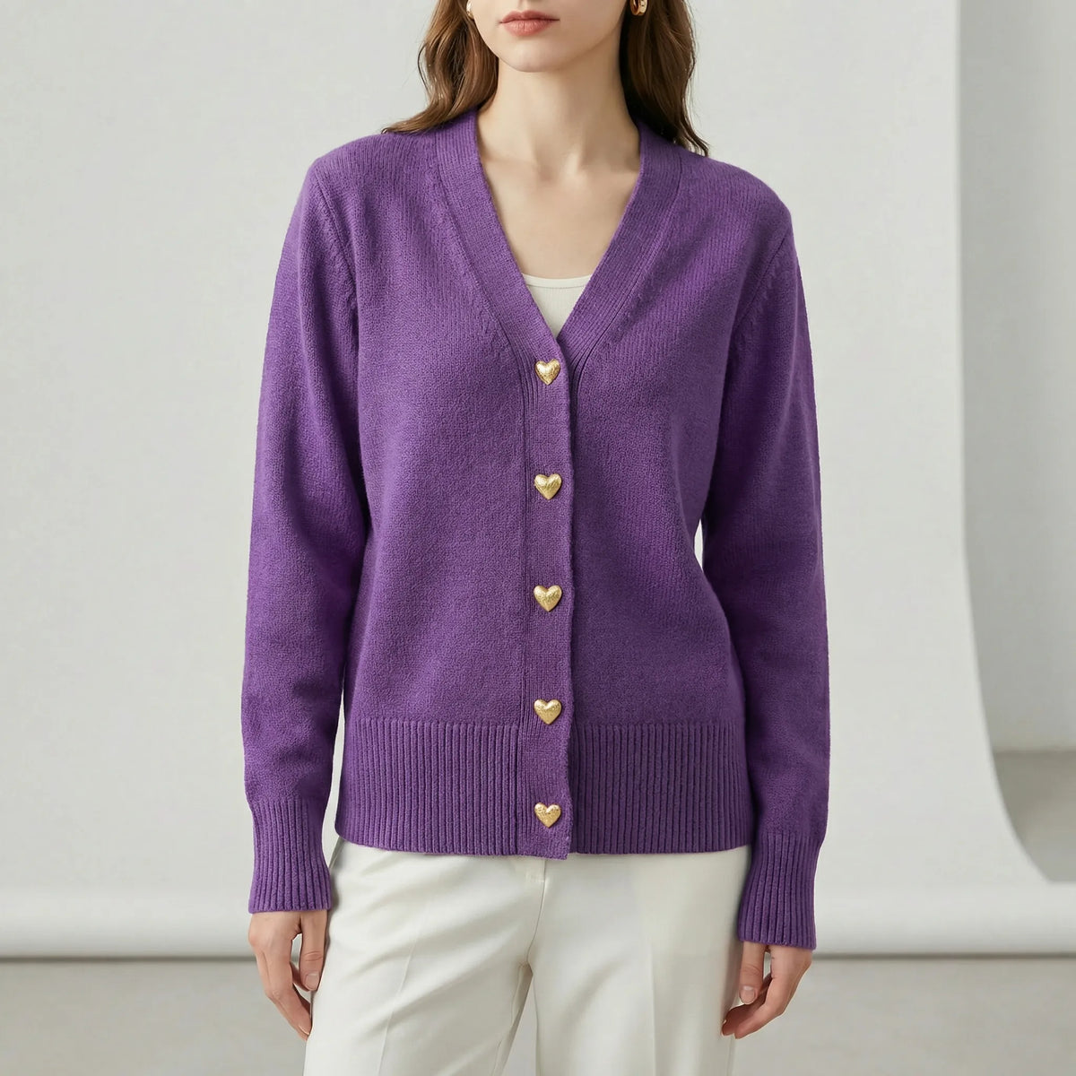 Höftlång cardigan med knappslå - Frida
