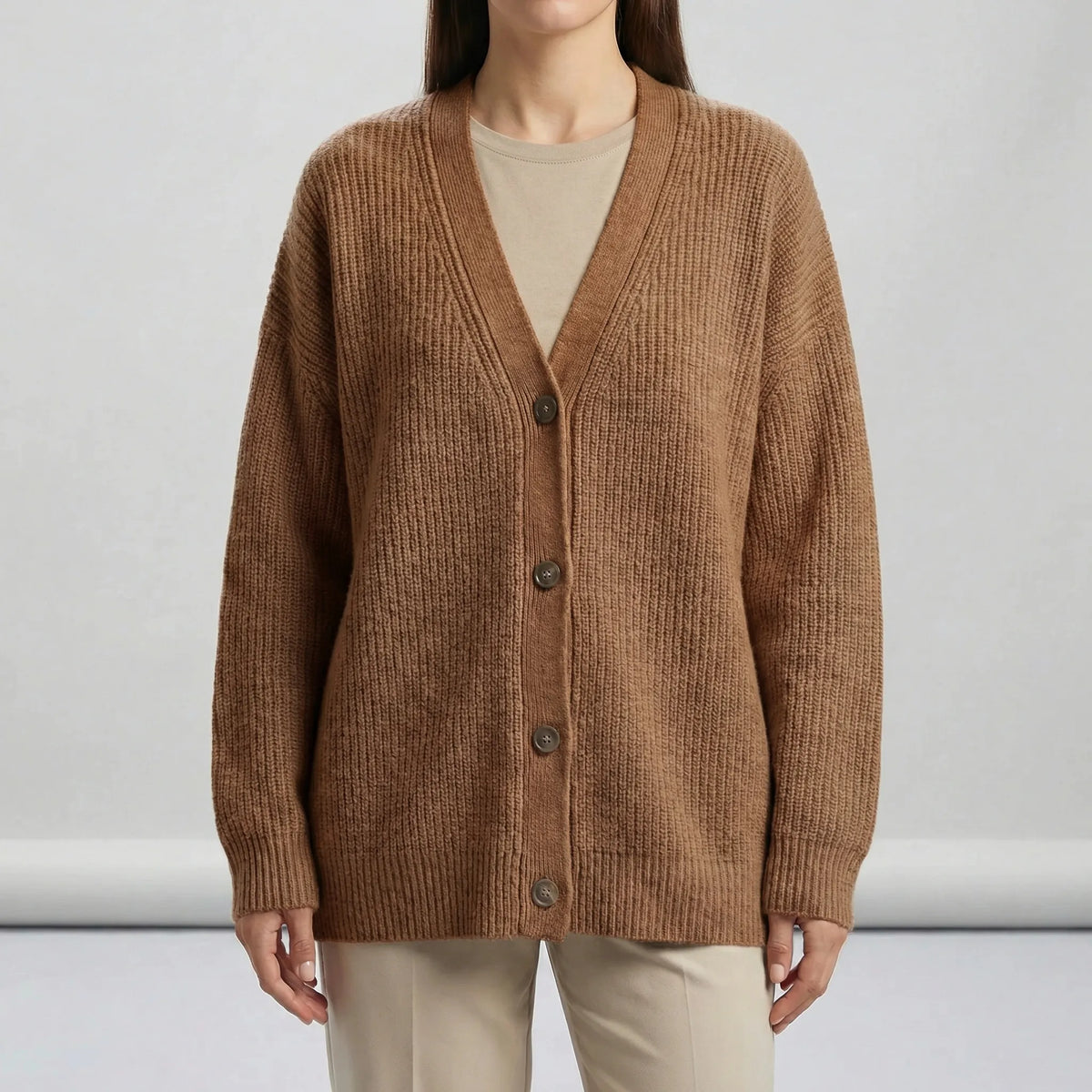 Lång cardigan med öppen framkant - Lene