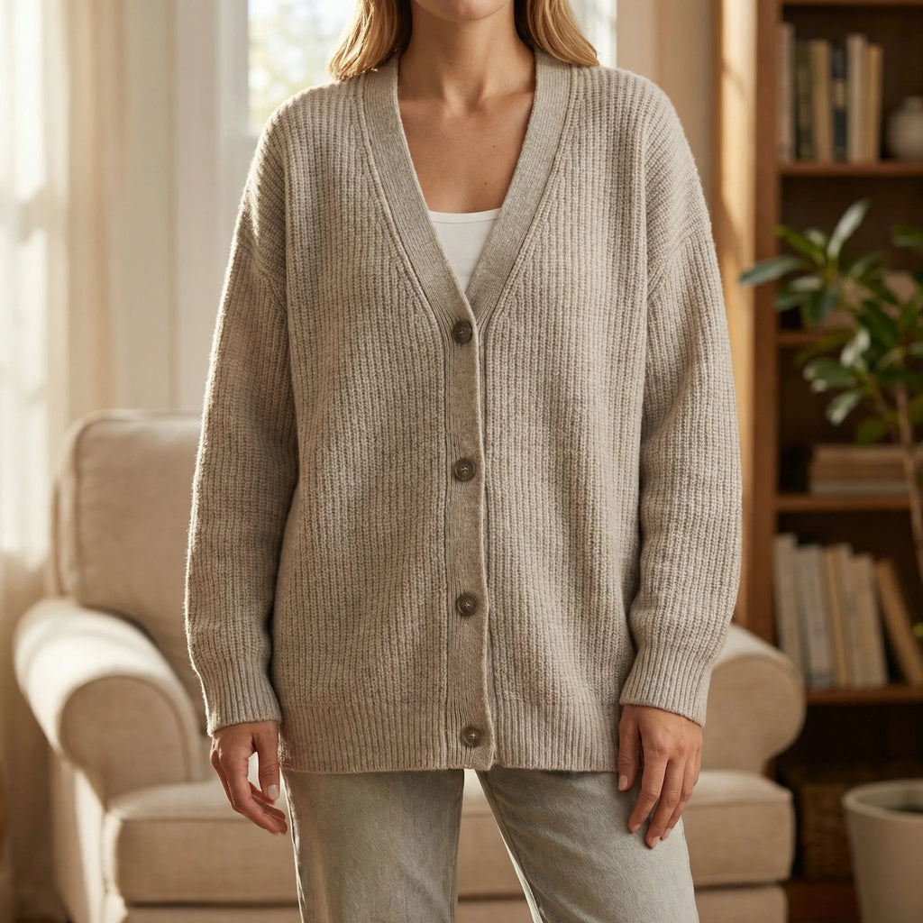 Lång cardigan med öppen framkant - Lene