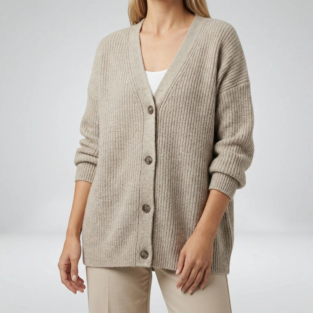 Lång cardigan med öppen framkant - Lene