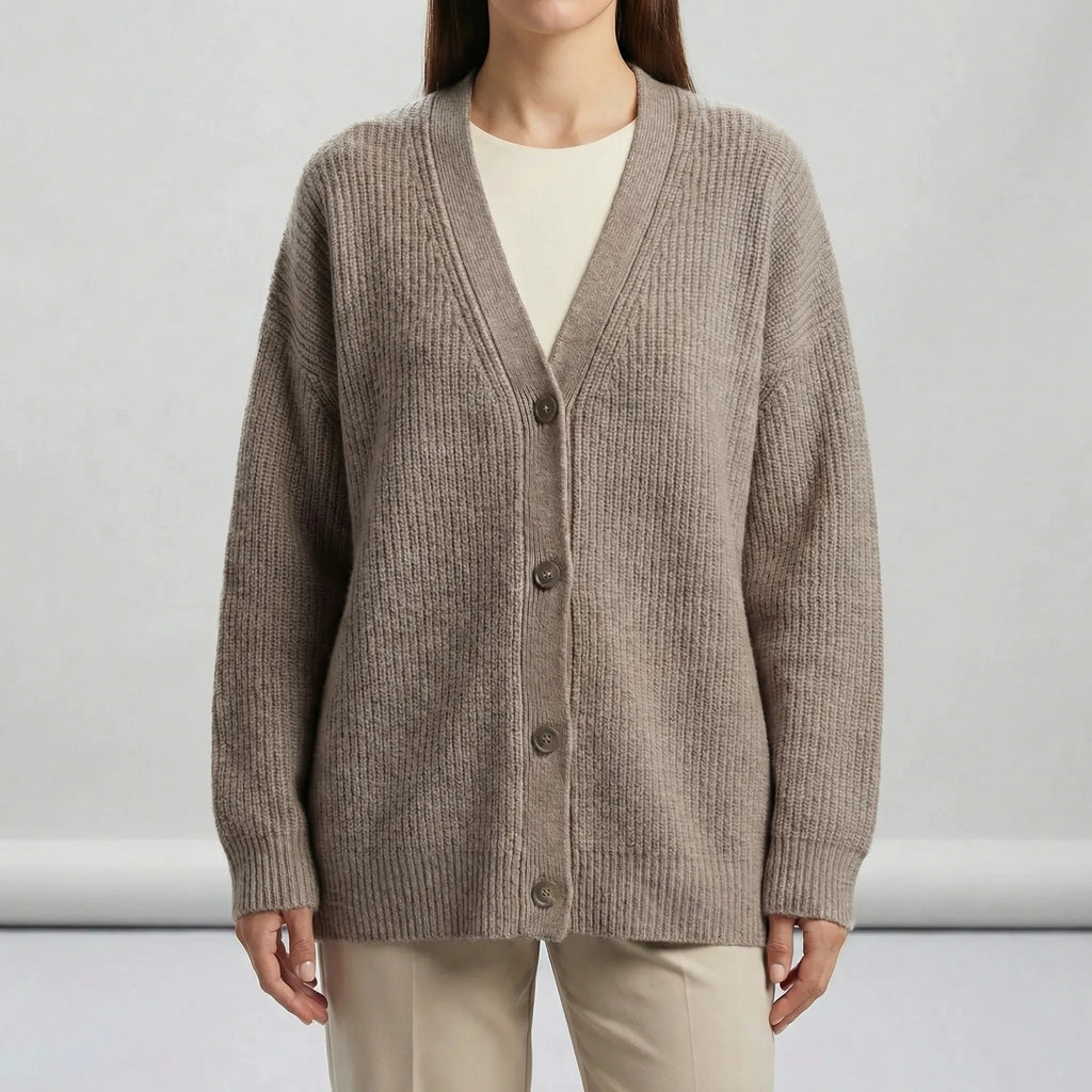 Lång cardigan med öppen framkant - Lene