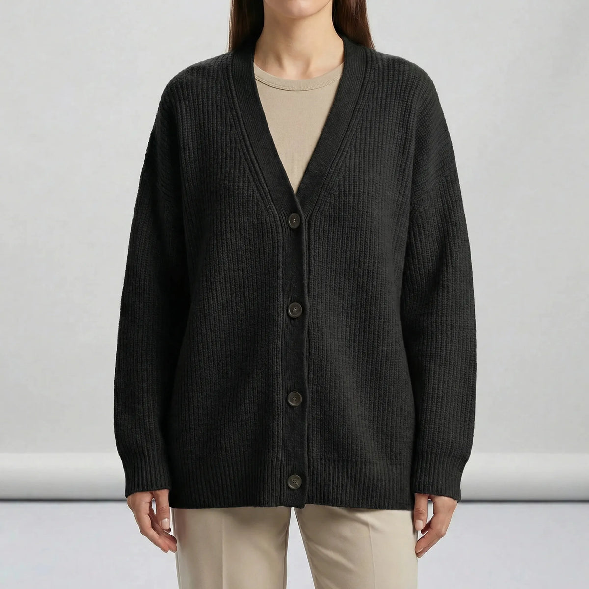 Lång cardigan med öppen framkant - Lene