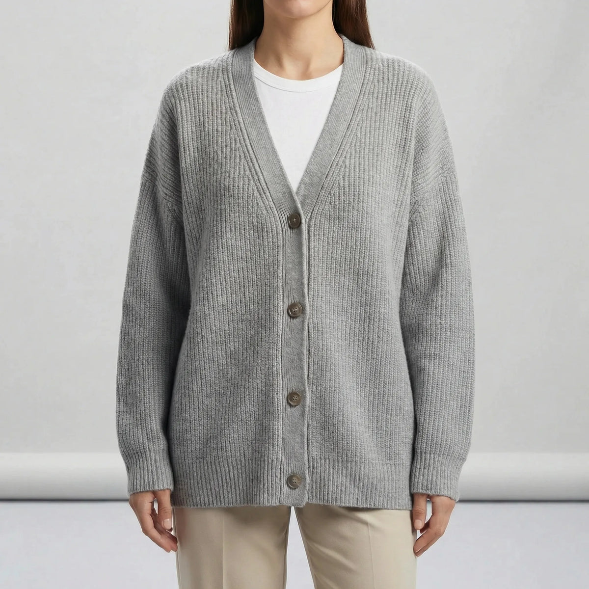 Lång cardigan med öppen framkant - Lene