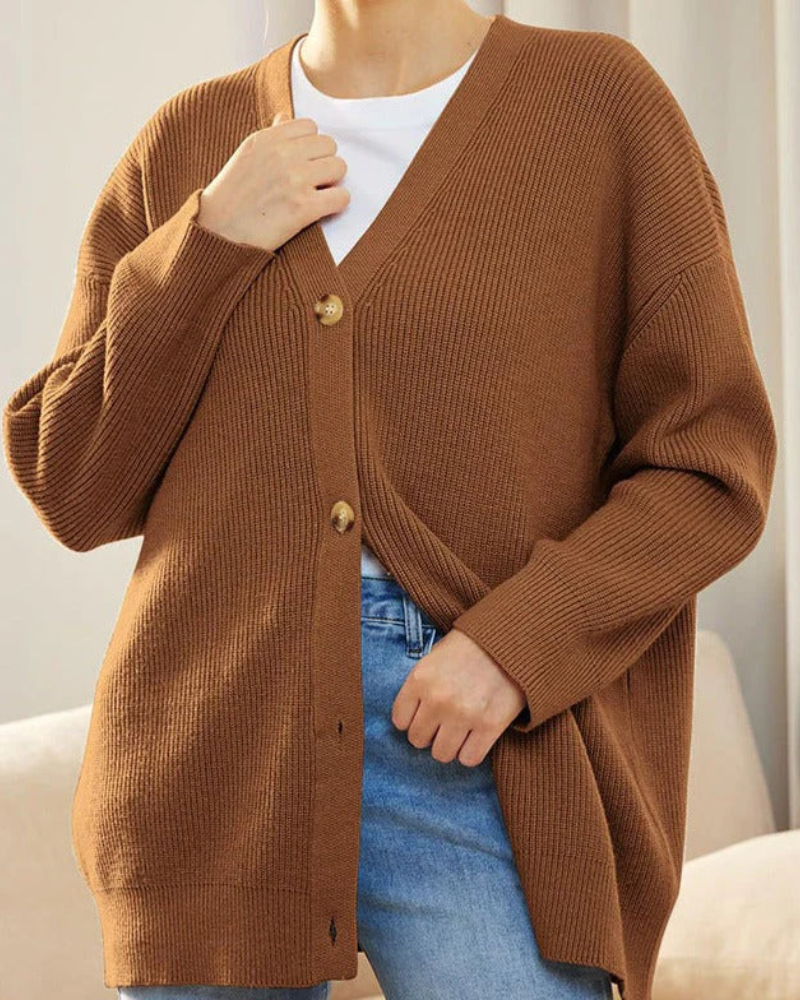 Lång cardigan med öppen framkant - Lene