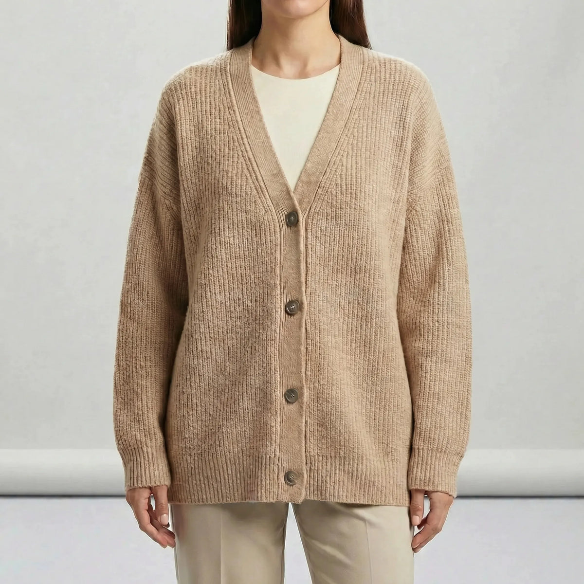 Lång cardigan med öppen framkant - Lene