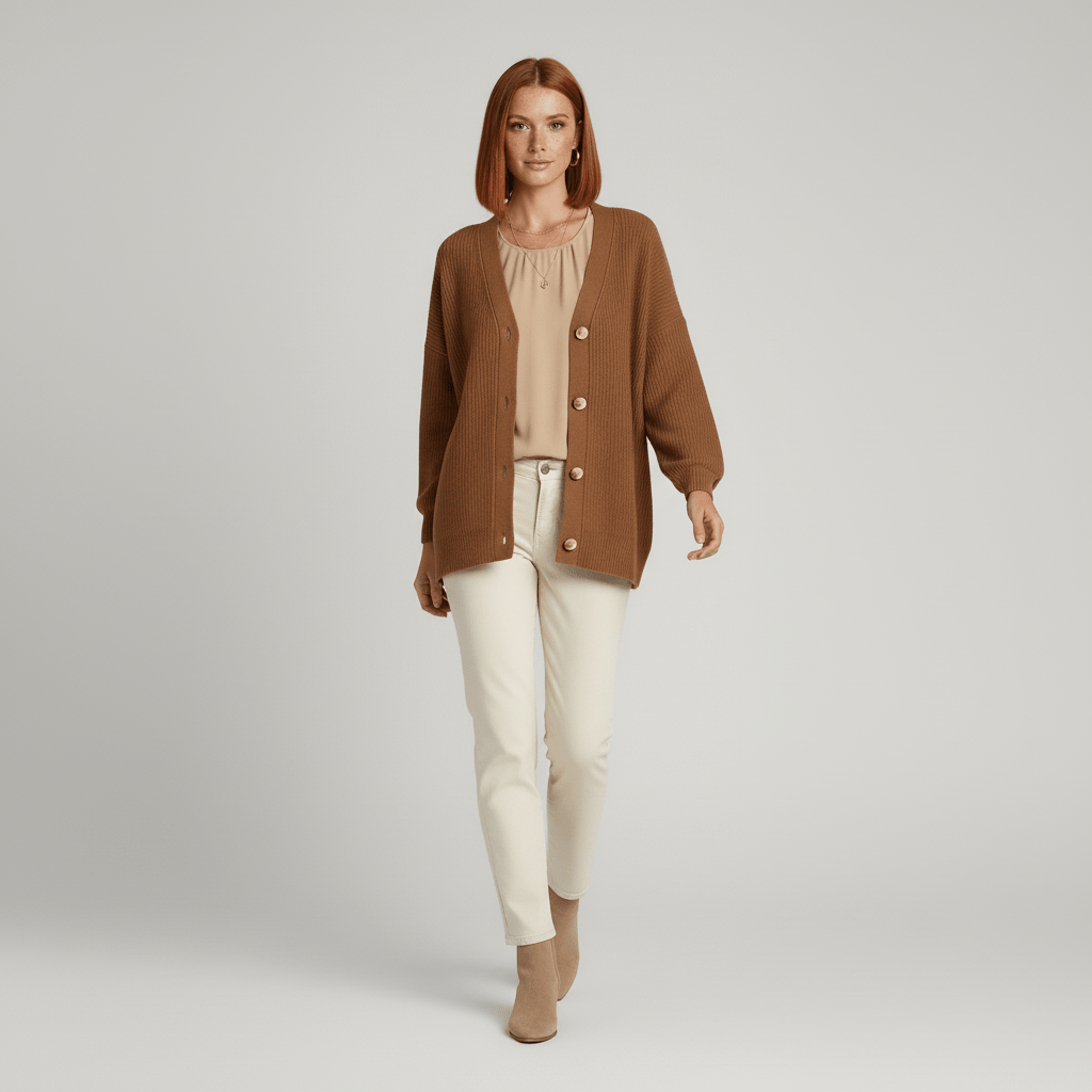 Löst skuren cardigan med knappslå - Jamila