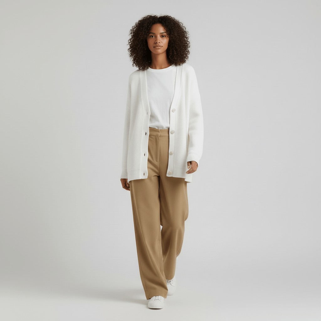Löst skuren cardigan med knappslå - Jamila