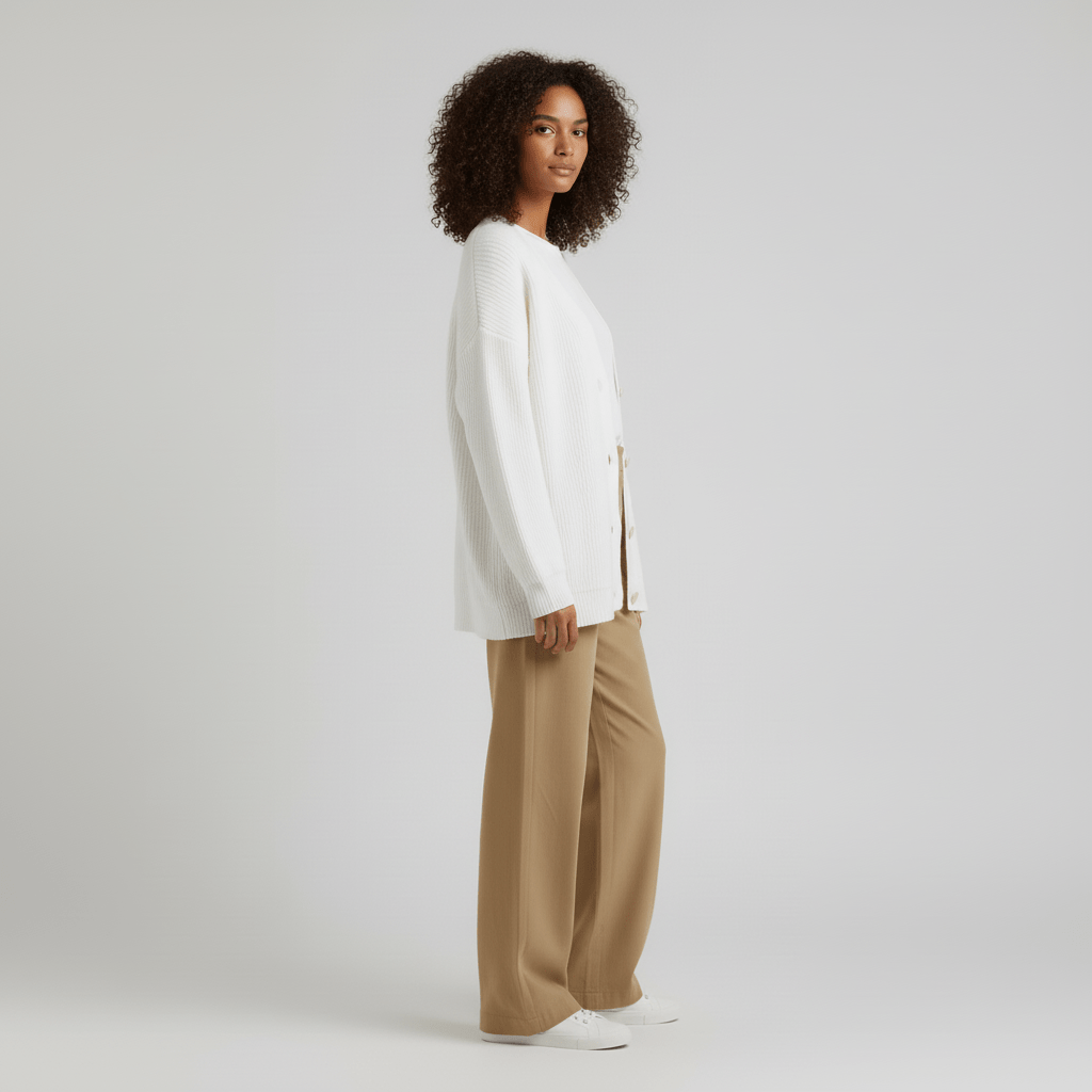 Löst skuren cardigan med knappslå - Jamila