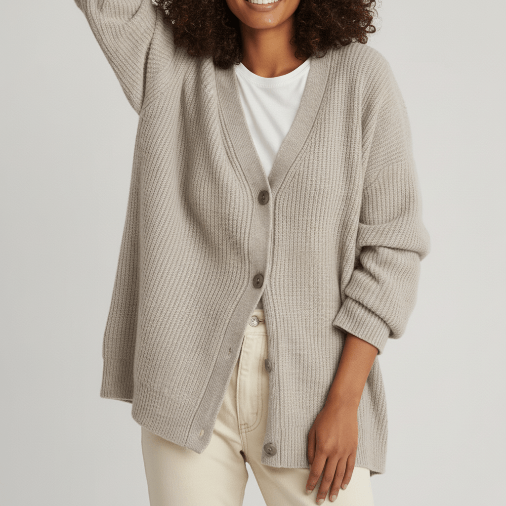 Löst skuren cardigan med knappslå - Jamila