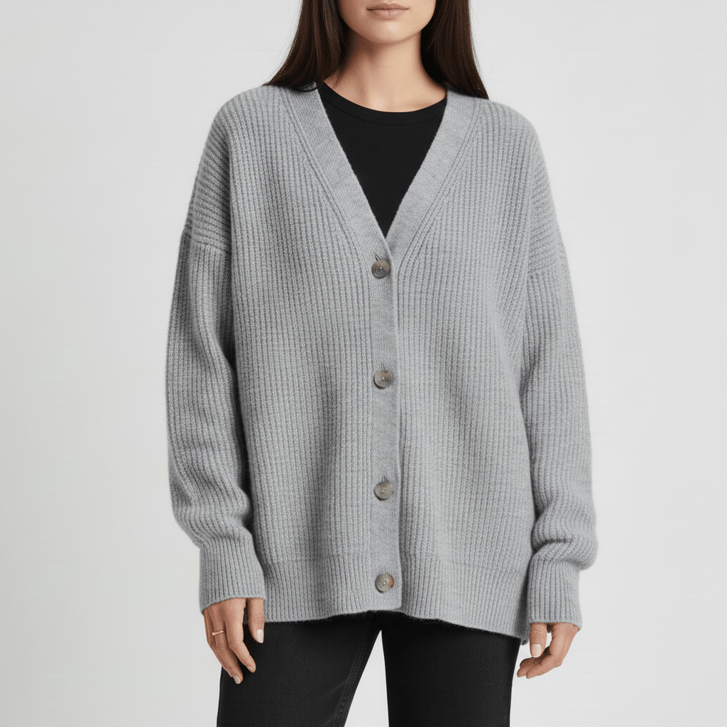 Löst skuren cardigan med knappslå - Jamila
