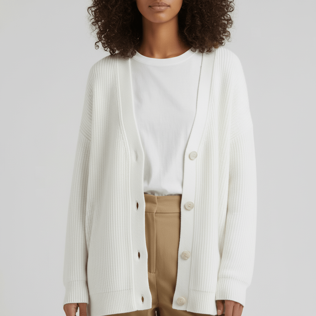 Löst skuren cardigan med knappslå - Jamila