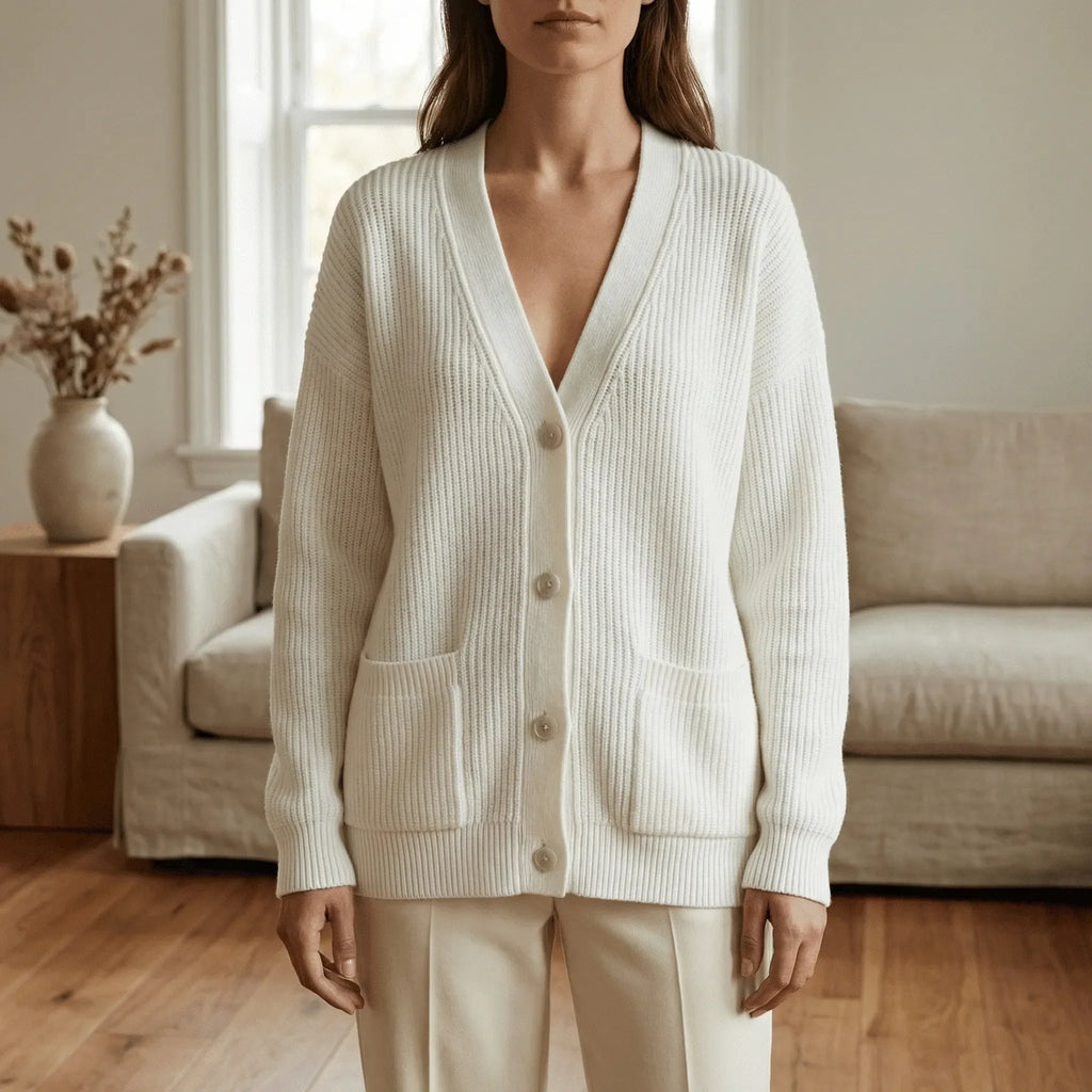 Löst skuren cardigan med knappslå - Jamila
