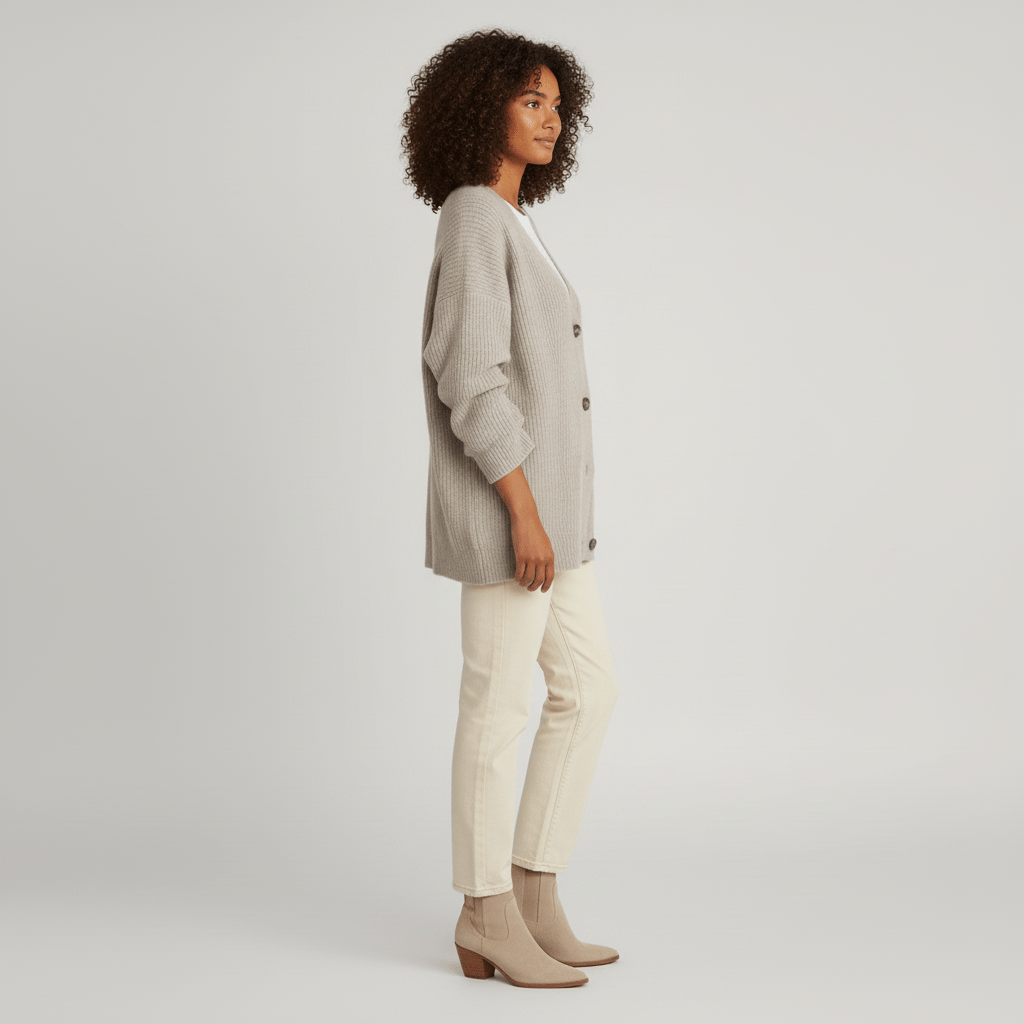 Löst skuren cardigan med knappslå - Jamila