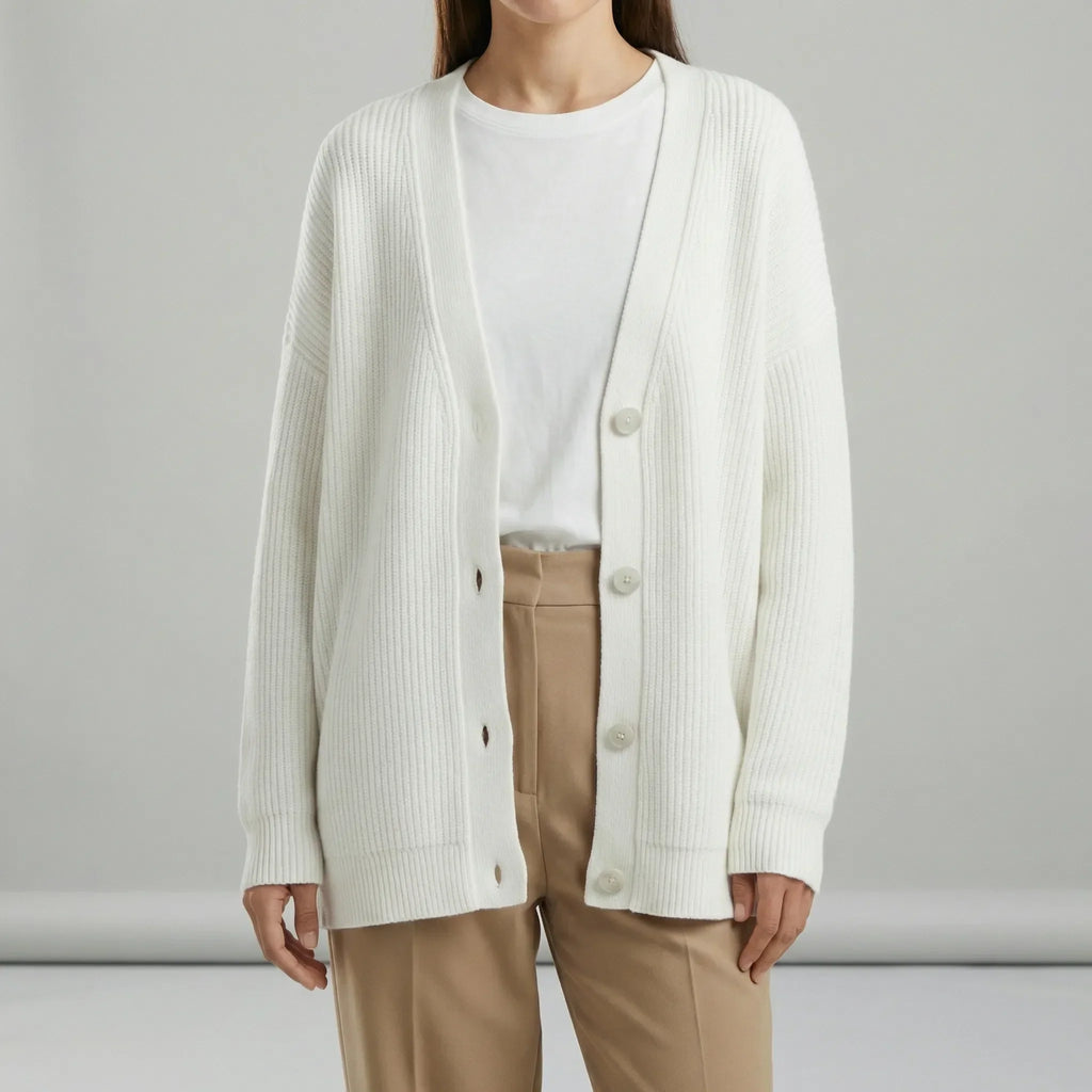 Löst skuren cardigan med knappslå - Jamila