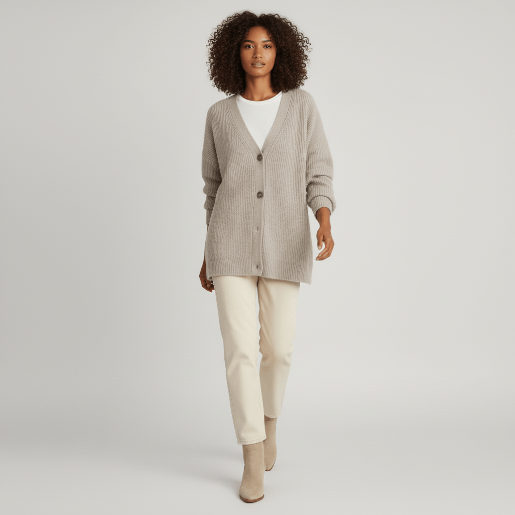 Löst skuren cardigan med knappslå - Jamila