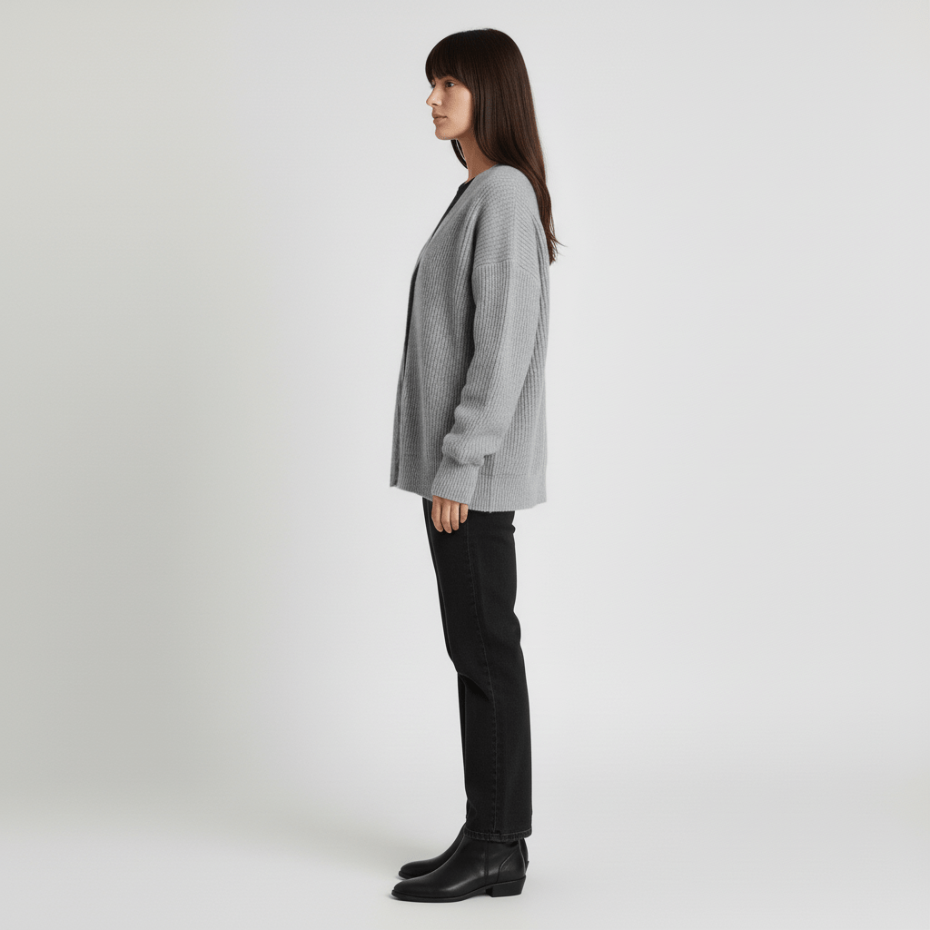 Löst skuren cardigan med knappslå - Jamila