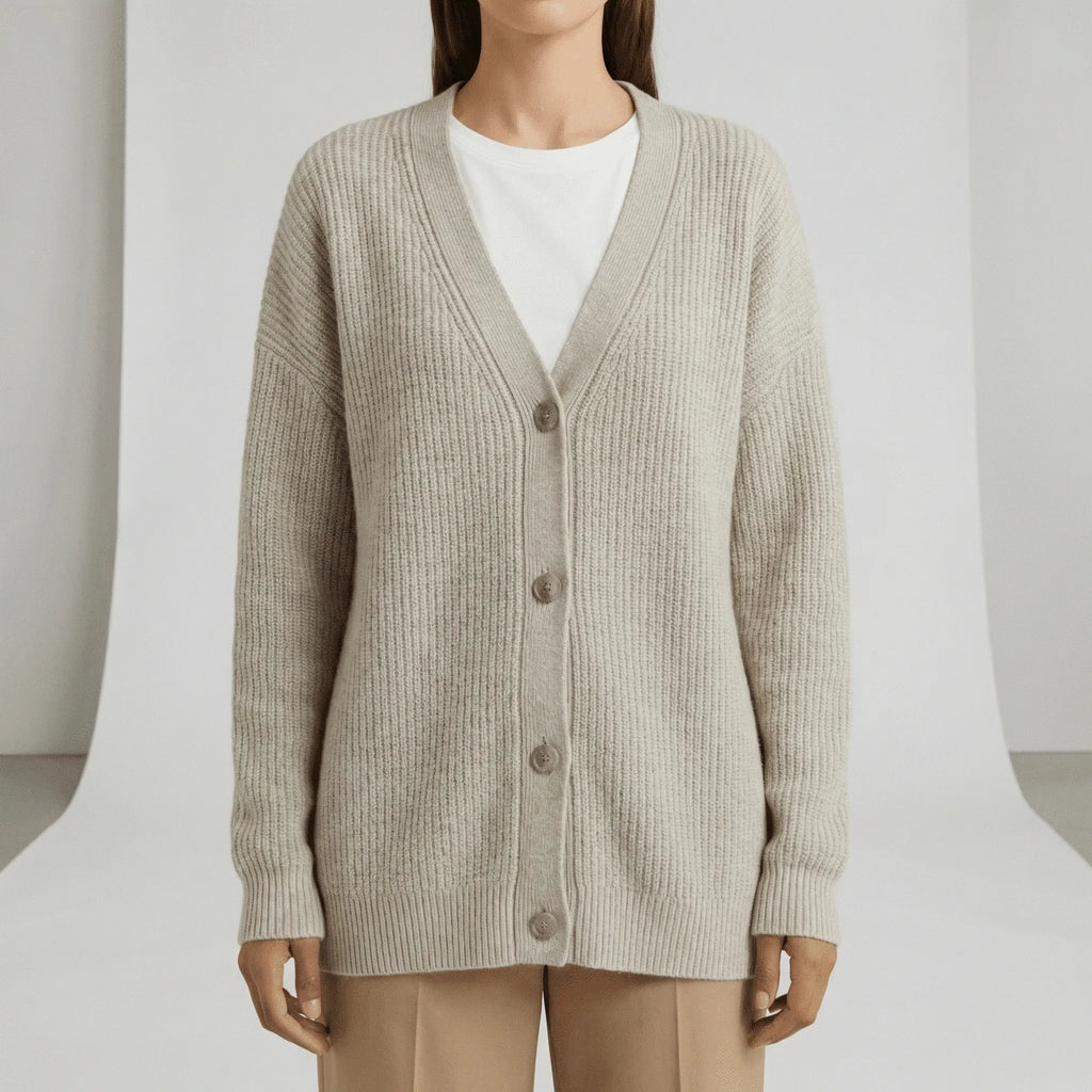 Löst skuren cardigan med knappslå - Jamila