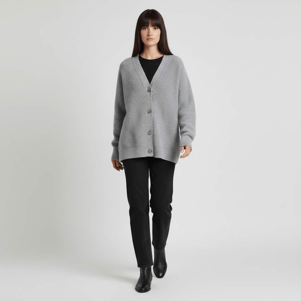 Löst skuren cardigan med knappslå - Jamila