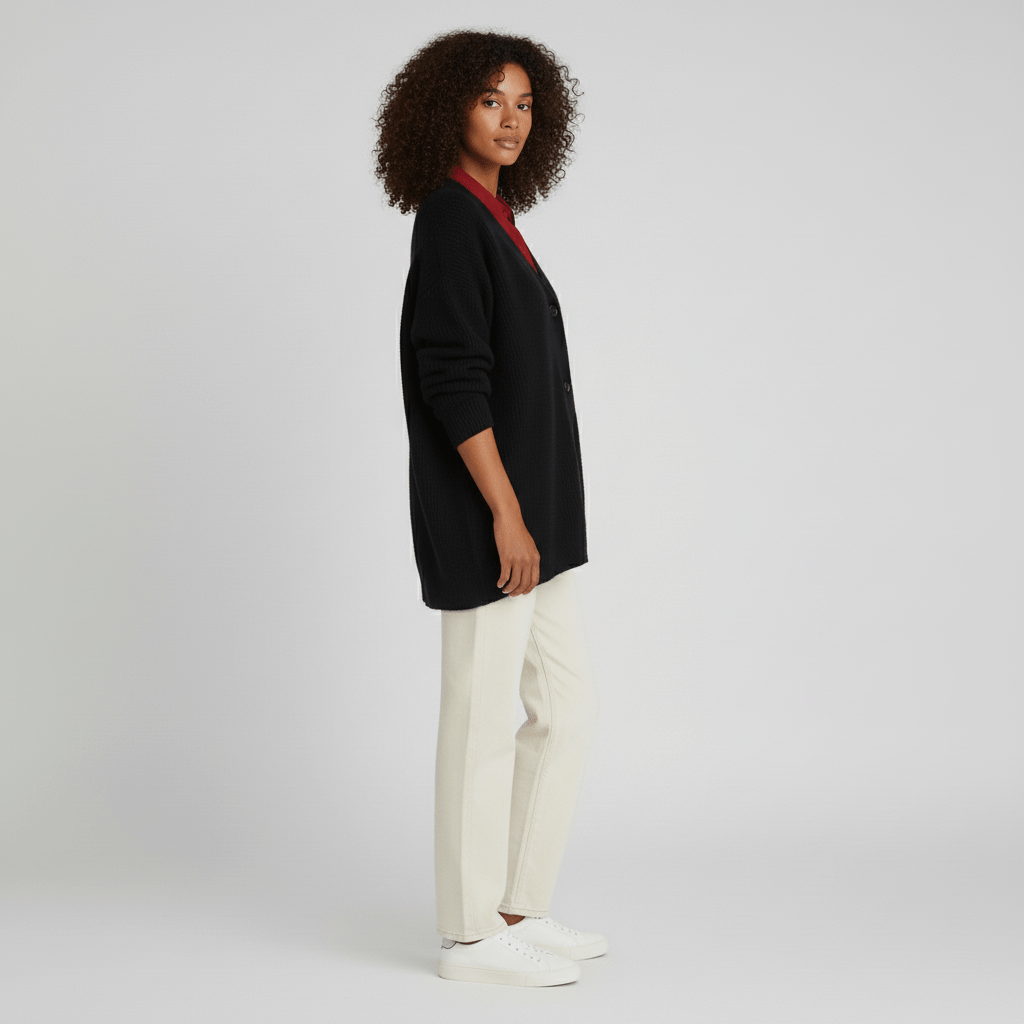 Löst skuren cardigan med knappslå - Jamila
