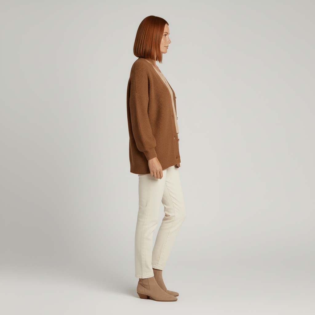 Löst skuren cardigan med knappslå - Jamila