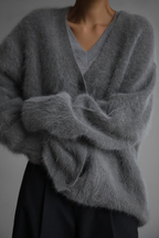 Oversized stickad kofta med knappar - Jasmina