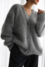 Oversized stickad kofta med knappar - Jasmina