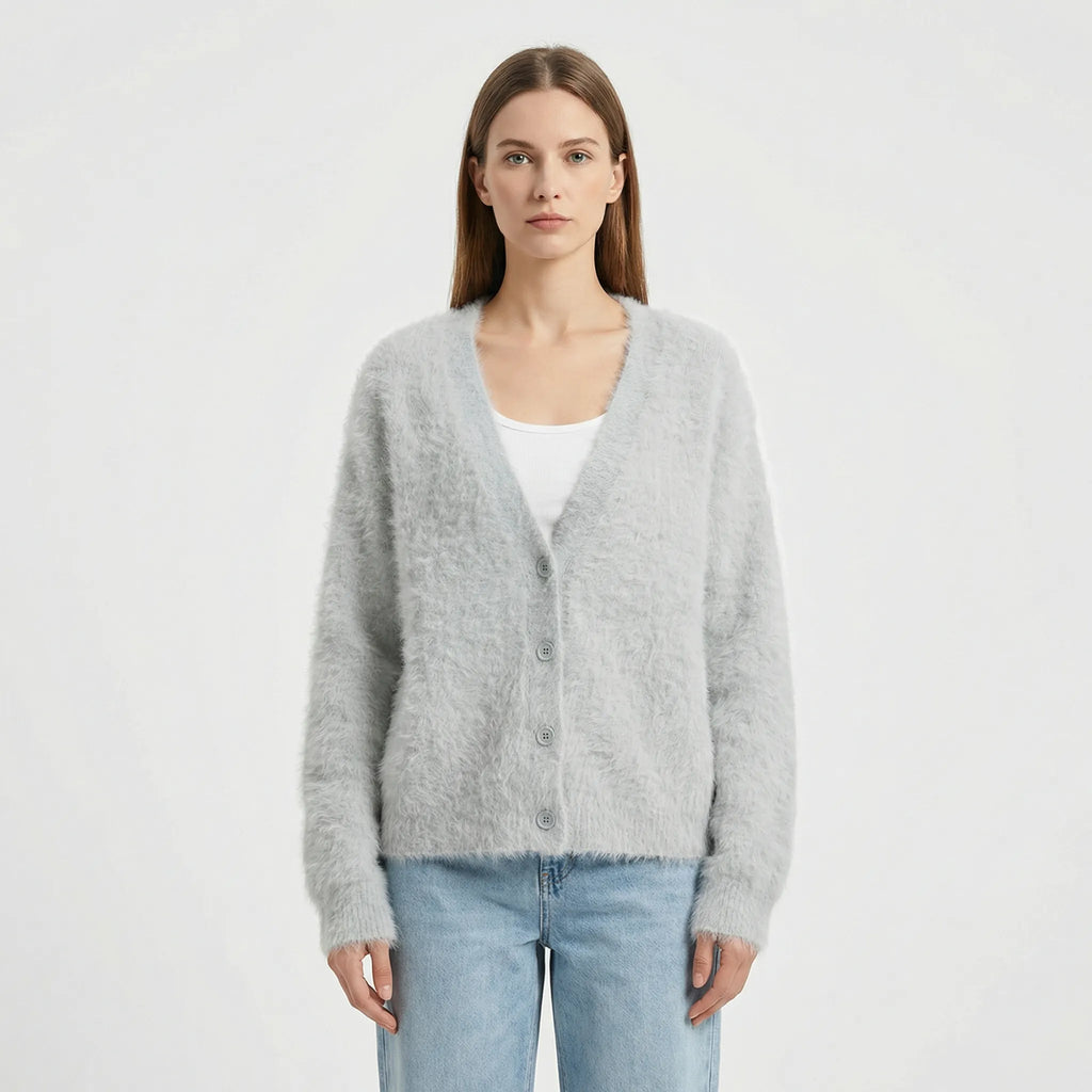 Oversized stickad kofta med knappar - Jasmina