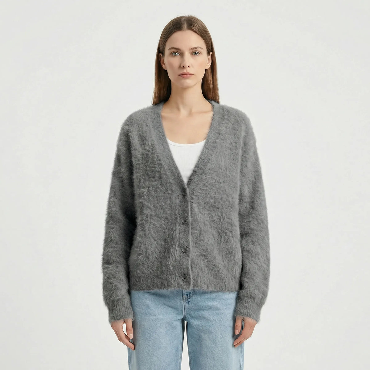 Oversized stickad kofta med knappar - Jasmina