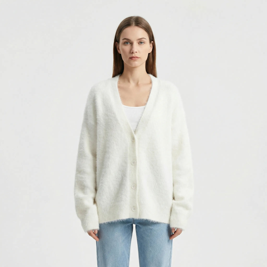 Oversized stickad kofta med knappar - Jasmina
