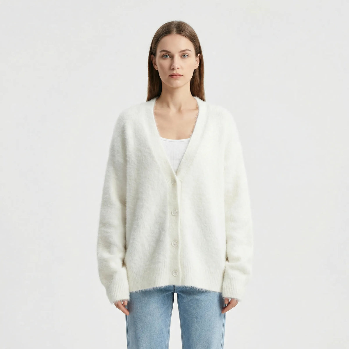 Oversized stickad kofta med knappar - Jasmina